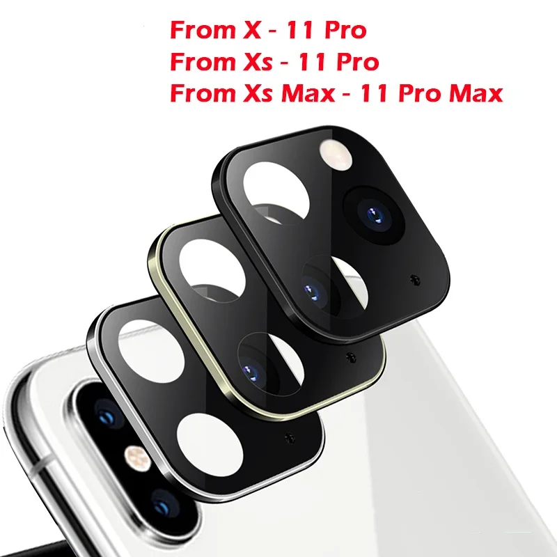 10 шт. для Apple iPhone X XS MAX Seconds изменить на iPhone 11 Pro Max алюминиевая металлическая стеклянная наклейка на рассеиватель крышка камеры