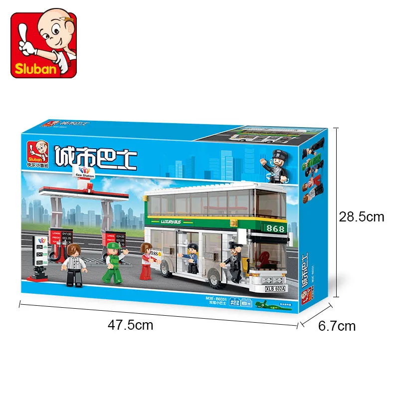 

Small Luban 03312 City Electric Vehicles Double Layer Small Bus Children Educational Building Blocks Toy
