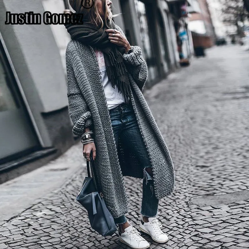 

New Coming Open Stitch Long Sleeves Knitting Sweaters Casual Oversized Female Cardigan Simple High Quality Warm Female Sweater