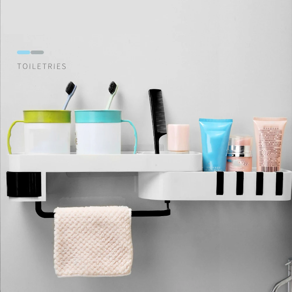 Без сверления полка для ванной комнаты Клей Многофункциональный Быстрый слив Хранения Настенное Крепление угловой двойной слой кухня Экономия пространства