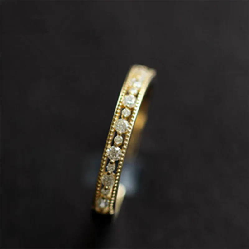 Silver rings Silver ring Gold plated rings Gold plated silver ring Silver plated ring Gold rings 925 Sterling Silver Plating 14k Gold Japanese Retro Simple Pav&eacute; Crystal Hollow Ring Women Light Luxury Party Jewelry Accessories