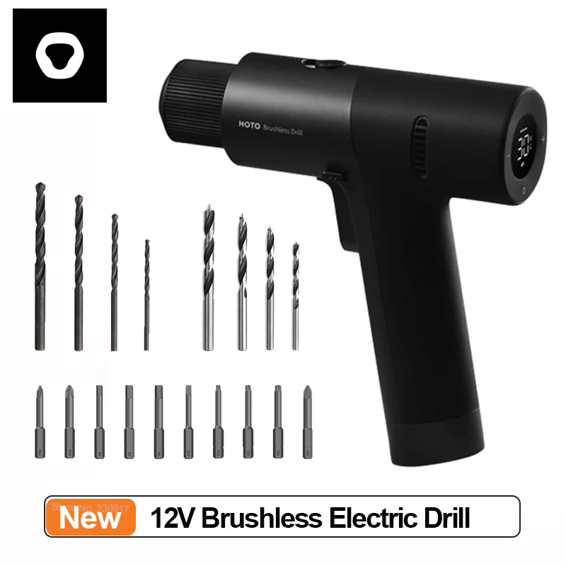 HOTO Brushless Electric Drill 12V LED Smart Screen Cordless Electric