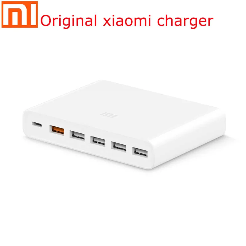 

Original xiaomi USB charger 60W smartphone pad charging output 1 Type-C 6 port 5 USB-A dual QC 3.0 fast charging 18W x2 adapter