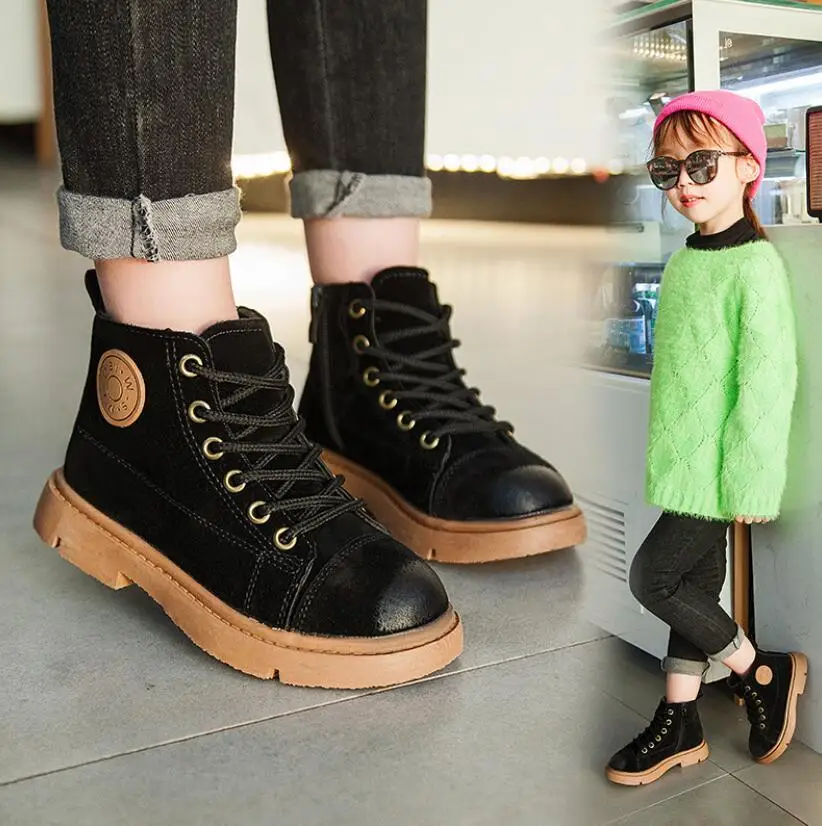 Autumn Winter Children Boots Girls Boys Leather Rubber Ankle Martin Boots Fashion Baby Sport shoes For Kids Short Boots 27-37