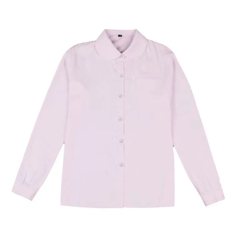 Hot Korean School Uniform Girls Round Neck Jk Long Sleeve Shirt For Women Japanese Orthodox School Uniform Cotton White Shirt