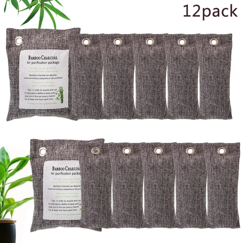 

12Pack Natural Bamboo Charcoal Bag Activated Air Purifying Formaldehyde Absorber 2*200g+10*75g Effectively remove odor