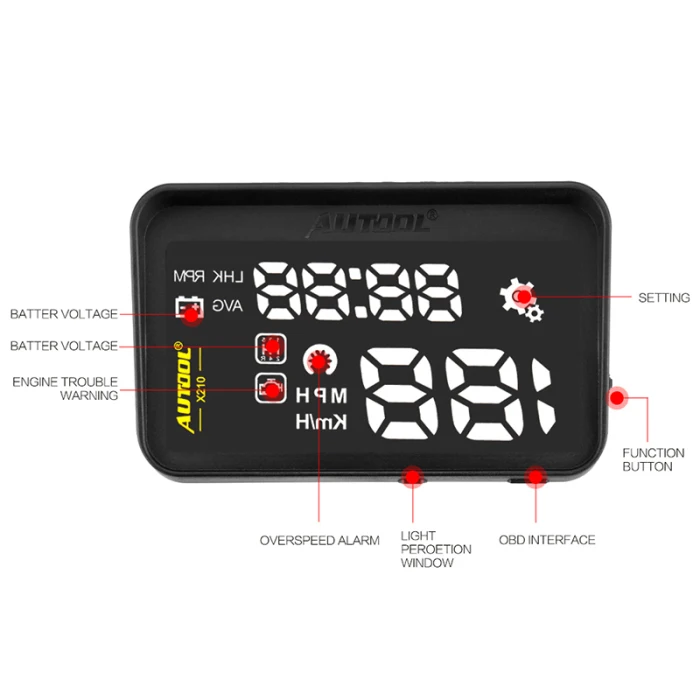 X210 Авто HUD Автомобильный дисплей расход топлива проекция автомобиля Автомобильный OBD2 Спидометр TD326