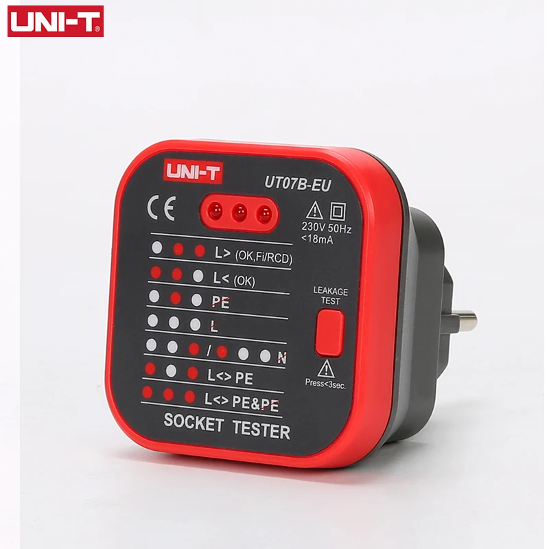 UNI-T UT07 Outlet Socket Testers Pro Detector EU UK Plug RCD Neutral Earth Wire Circuit Plug Polarity Phase Check 4