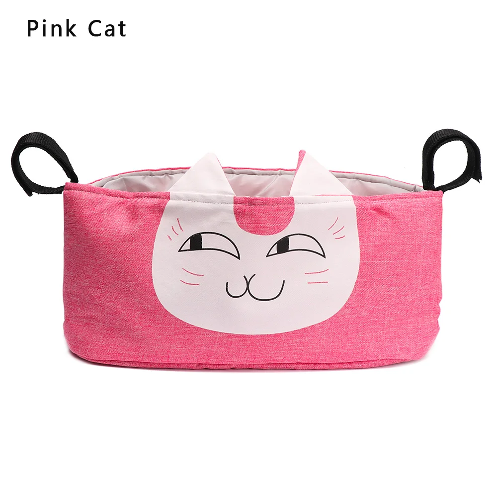 type 2-pink cat Сумка для хранения коляски, висячие Сумки, ткань Оксфорд, Мультипликация, многофункциональная большая емкость, моющиеся сумки для мам, аксессуары для коляски - Цвет: type 2-pink cat