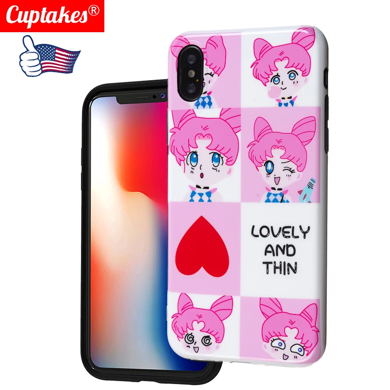 Luxury Glossy Soft Silicone Case for Apple iPhone X 10 XS Max XR 7 Plus 8 6S 6 Full Cover Cute Cartoon Pink Girl Lovely Thin Fit | Мобильные