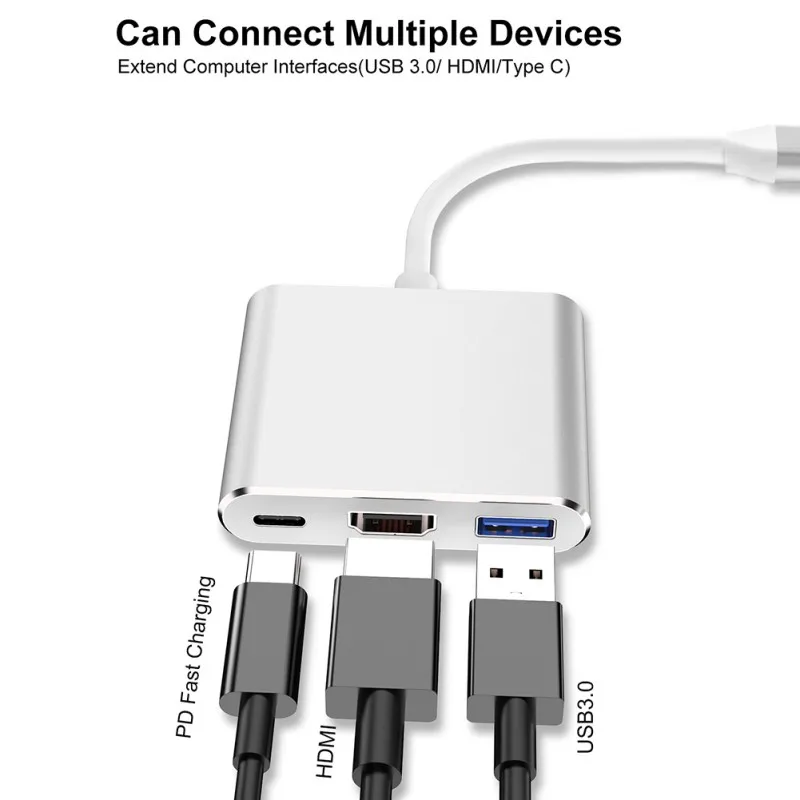 Type C USB 3,0-USB-C 4K HDMI USB 3,0 адаптер 3 в 1 концентратор конвертер адаптер для ноутбука