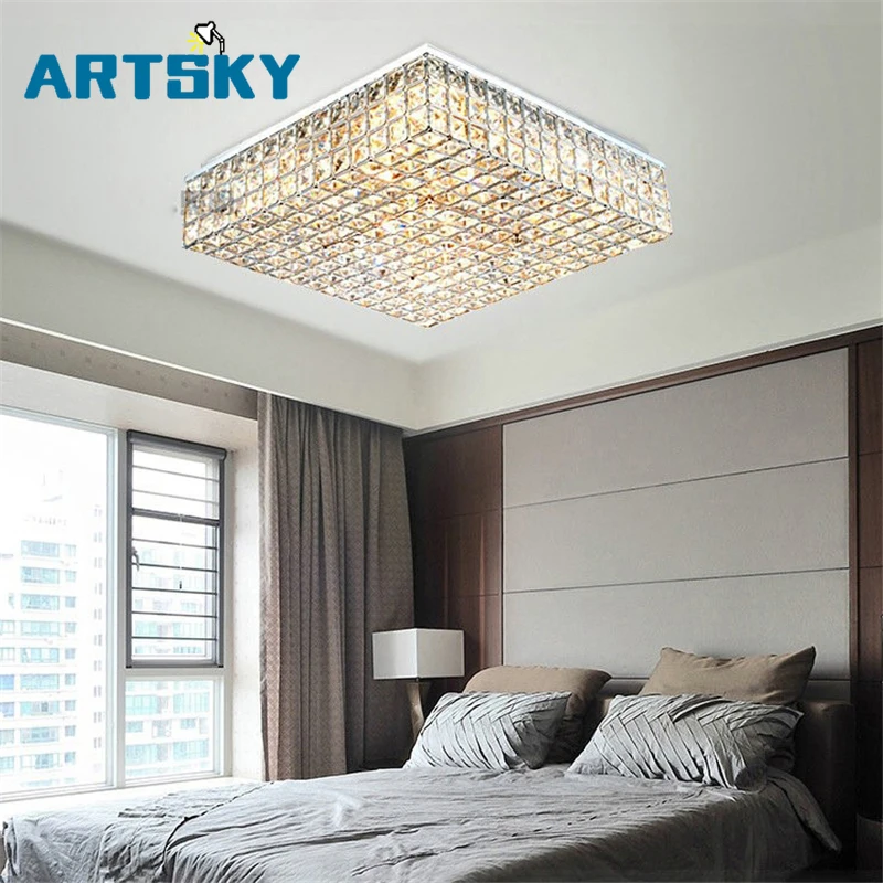 

Korean Minimalist Square Crystal Ceiling Lamp for Bedroom Kitchen Lighting