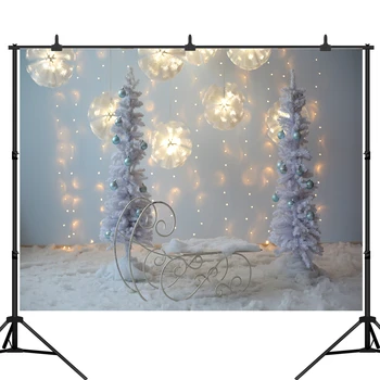 

Christmas Backdrops For Photography Xmas Tree Snow Light Sled Baby Shower Background Photocall Photo Studio Prop