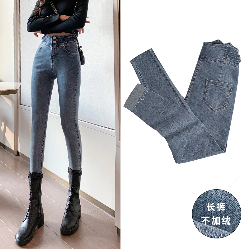 Retro Blue Pants Зимние женские джинсы с высокой талией, женские зимние теплые джинсы с высокой талией, повседневные брюки, женские джинсы - Цвет: Retro Blue Pants