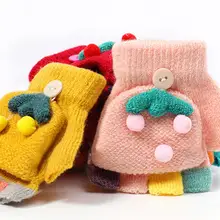 Дети девочки мальчик зимние перчатки красочные помпон Флип Топ перчатки без пальцев теплые варежки Дети Rekawiczki Handschoenen перчатки