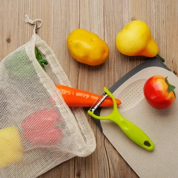 

10 Pack Reusable Cotton Produce Mesh Bag for Fruits and Vegetables, Organic Cotton Bulk Bags for Grocery Shopping & Storage, Dou
