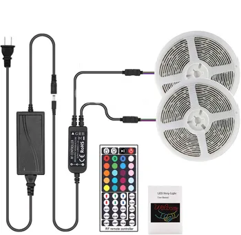 

LED Light Bar Kit Remote Control 2x5m (Total 32.8ft) 5050 RGB 300led Light Bar Powered By 44 Key Controller 12V 5A Power Supply