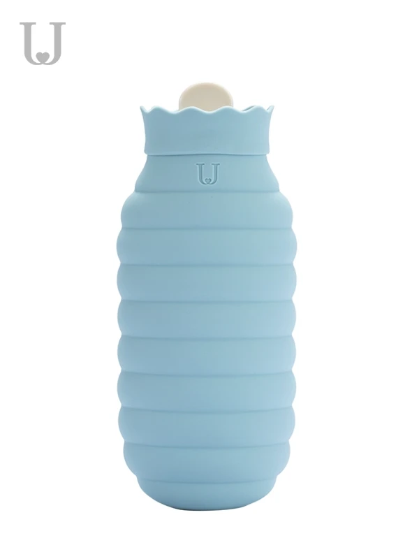 620ml blue Mijia Jordan& Judy силиконовый мешок для горячей воды с вязаным чехлом 313/620 мл микроволновая грелка для горячей воды зимний нагреватель для рук - Цвет: 620ml blue