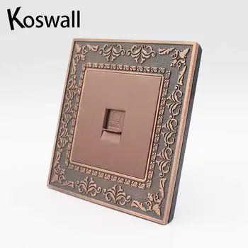 

Embossing Retro Zinc Alloy Panel Wall Socket 1 Gang CAT5E RJ45 Internet Data Computer Connector AC 110~250V