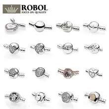 RLLEN 01 925 Sterling Silver Classic Basic Bracelet Chain Head Round Heart Shape(Multiple Style Selection) DIY Bracelet Jewelr