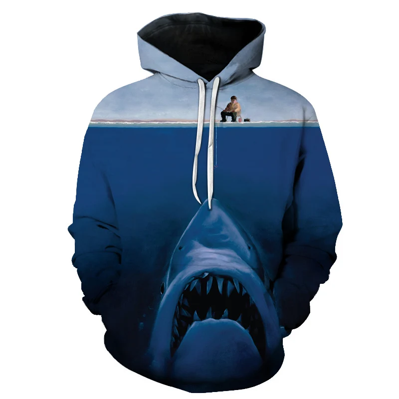 

2019 New Spring and Autumn Outdoor Sport Hoodie Fishing Print Loose Hooded Printed Sweatshirt Fishing Clothing