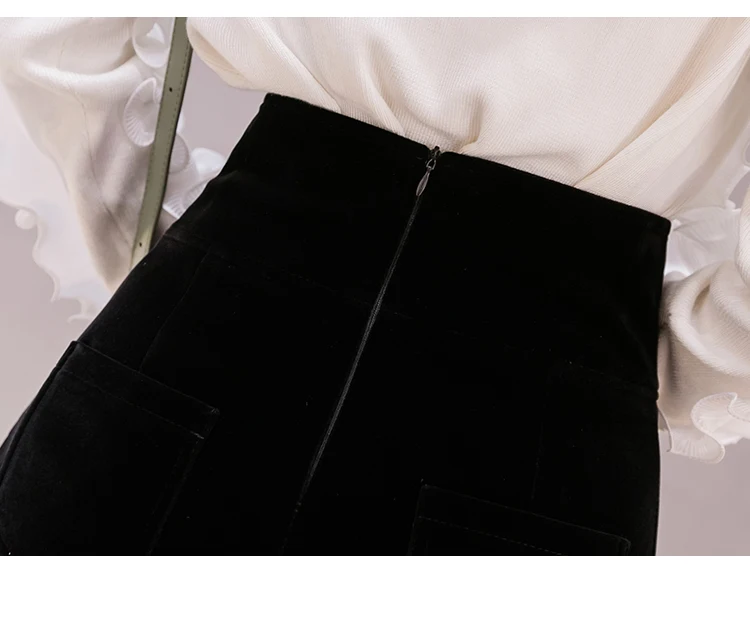 Korean Velvet Zipper Rivet High Waist Shorts Women New Autumn Winter With Fleece Hot Short Feminino Black Clothing B9N207