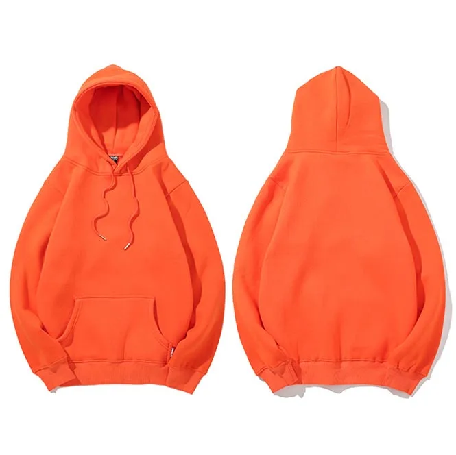 Vintage Colors Men Hoodie Sweatshirt Plain Winter Fleece Pullover Hoodies Harajuku Hip Hop Streetwear Autumn Urban Clothing - Цвет: Orange