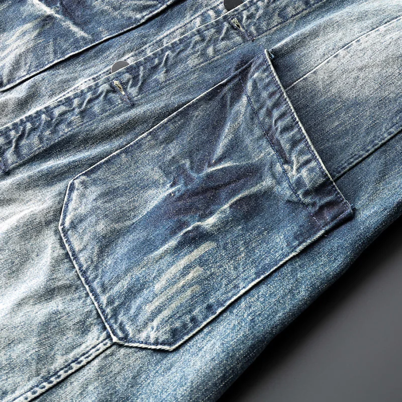 Low Price Ripped Holes Long Jeans Jacket Men 4XL Cotton Denim Jacket Warm Blue Vintage Windbreaker 2020 Chaqueta Hombre Hip Hop Coat Male