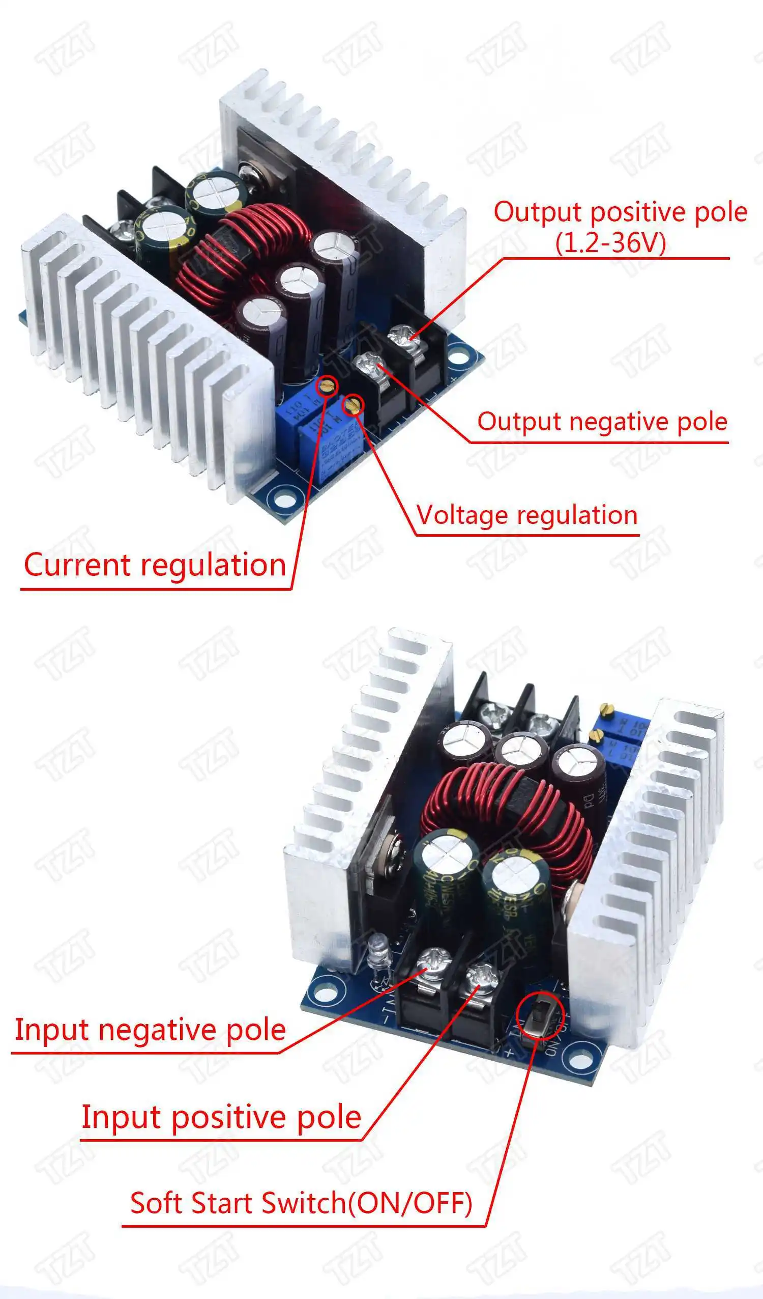 300W 20A DC-DC Buck Converter Step Down Module Constant Current LED Driver Power Step Down Voltage Module Electrolytic Capacitor