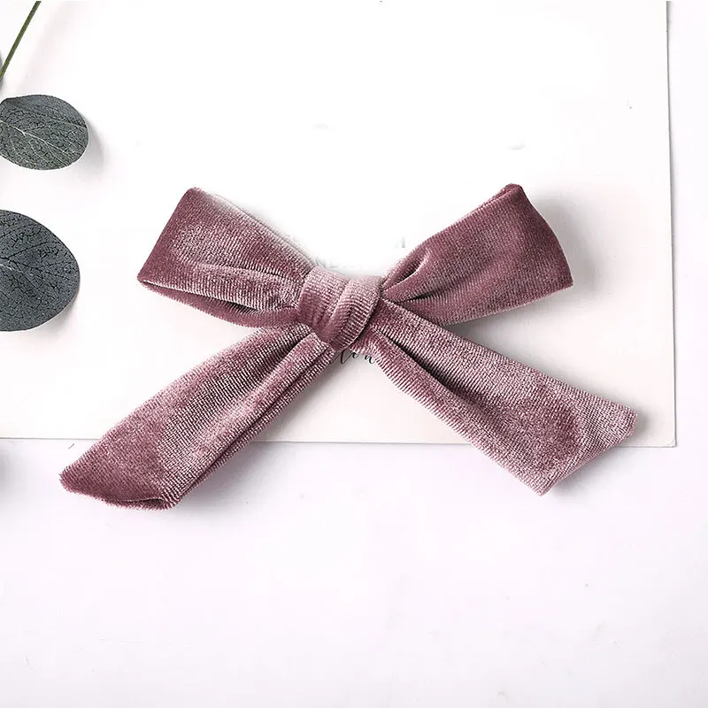 light purple 1 шт. мини бархатный завязанный вручную бант из нейлона заколка для волос маленькие девочки сладкие конфеты, бархатный цвет Маленький бант заколка для волос аксессуары для волос - Цвет: light purple