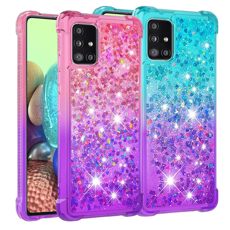 

For SamSung A71 5G Case fashion Gradient Glitter quicksand Silicone shockproof Back Cover For SamSung A71 5G SM-A716 Airbag Case