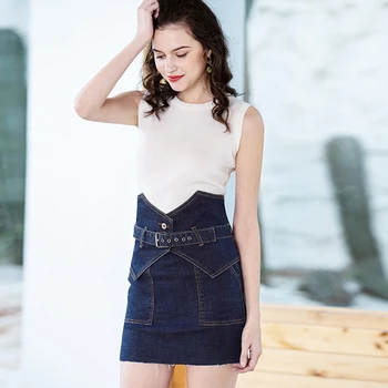 

2019 Women's Skirt Autumn New High Waist Denim Skirts Two-piece Skirt Casual Denim Package Hip Mini Retro Sexy Woman Wrap Skirts