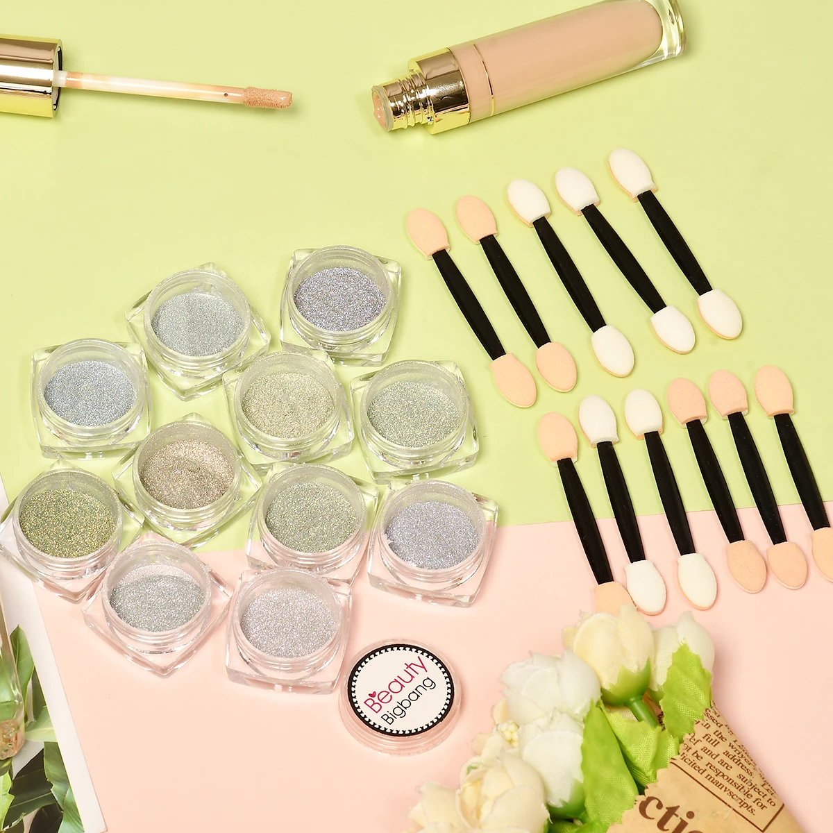 BeautyBigBang лак для ногтей Блестящий Порошок 0,2 г Хамелеон для ногтей мерцающий Русалка жемчуг пигмент Сияющий лазер в виде ракушки окунутый порошок