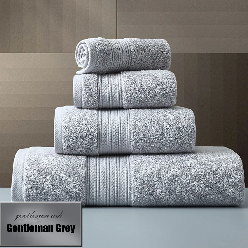 Gentleman Grey Однотонное большое плотное полотенце для душа, ванная комната, полотенце для душа, набор хлопковых полотенец, домашний отель для взрослых, toalla de ducha, 3 размера - Цвет: Gentleman Grey