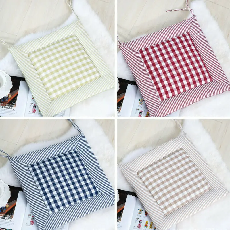 Крытый Открытый простой обеденный сад патио стул для дома офиса хлопок тканевое сиденье квадратные клетчатые подушки подкладка на сиденье декор комнаты