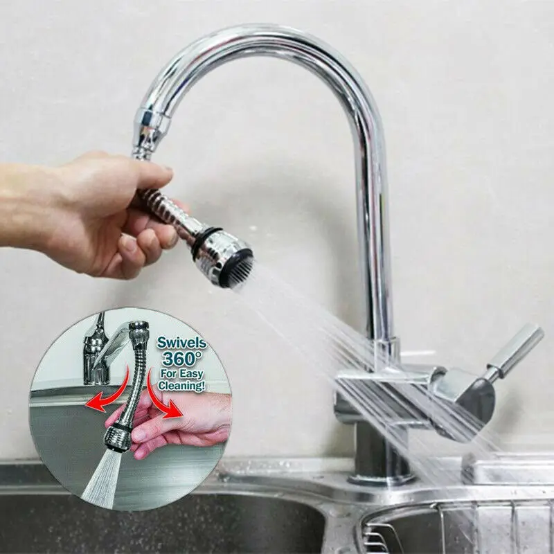 360° Swivel Tap Aerator Sink Mixer Extender Faucet Nozzle Dual Spray