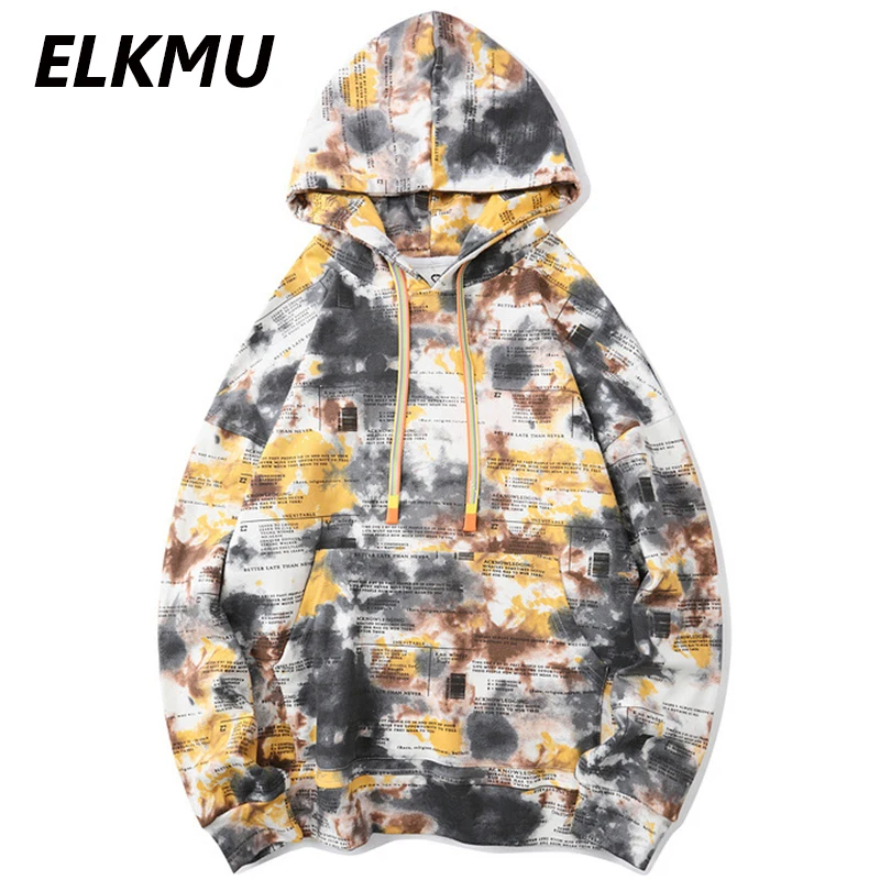 Толстовка ELKMU HE131 мужская с принтом в стиле Харадзюку Свитшот оверсайз хип хоп