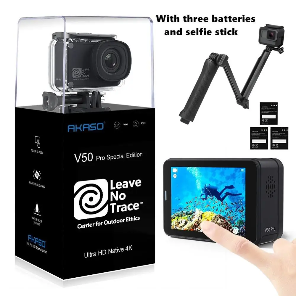 Оригинальная Экшн камера AKASO V50 Pro SE 4K 60fps 4G DDR сенсорный экран 2 дюйма 20MP Spot под