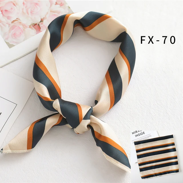 2021 Square Silk Scarf Women Fashion Print Small Neck Scarfs Office Lady Hair Band Foulard Hand Kerchief Female Bandana Shawl FX-70