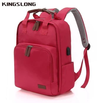 

Kingslong Casual backpack for women Mini Teenage 15 inch Laptop Backpack mochila female Usb charge backpack Functional bag girls