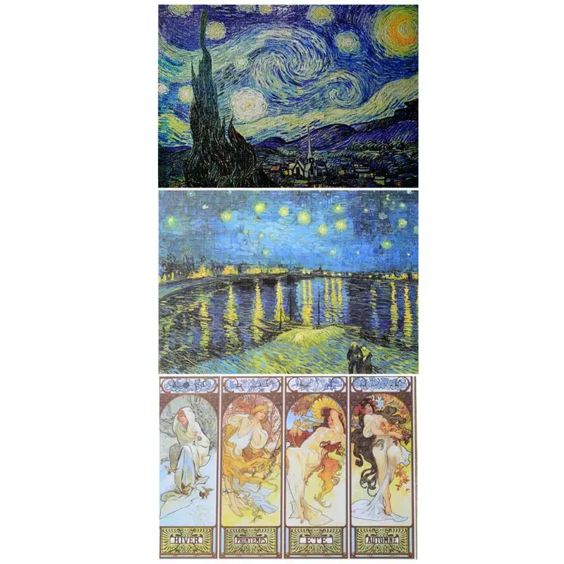 

3000 Pcs/Pack Famous Painting Puzzle Relieve Stress Thicken Assemble Jigsaw