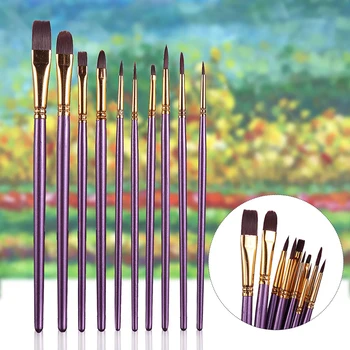 

10pcs/set Watercolor Pen Paintbrush Nylon Hair Paint Brushes Artist Oil Painting Brush Set UND Sale