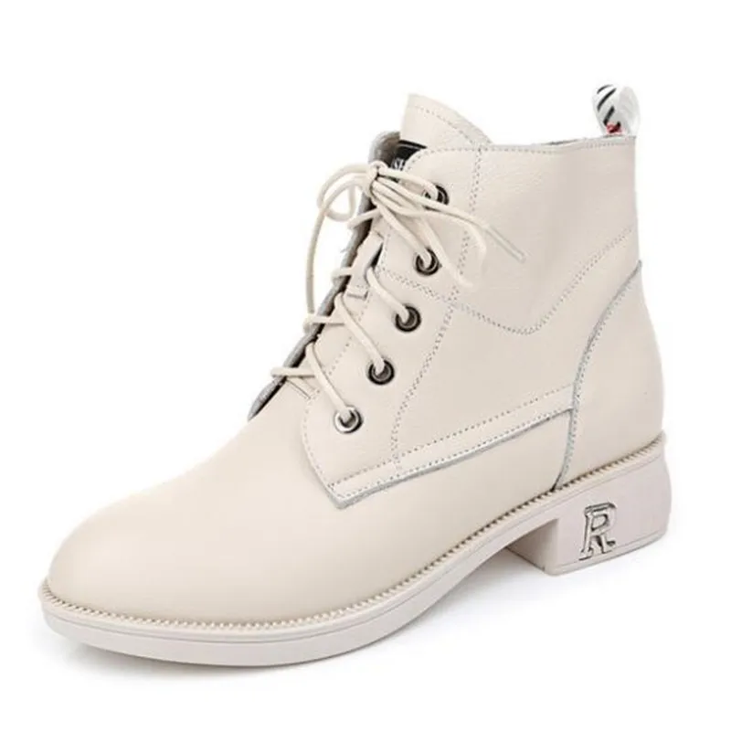 

ZXRYXGS Brand Women Boots Comfort Plus Size Autumn Winter Boots Martin Boots Fashion Wild Genuine Leather Shoes Casual Boots