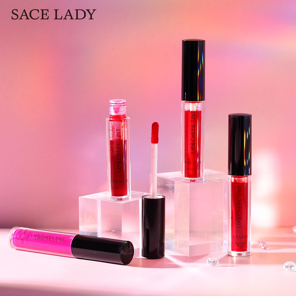 SACE LADY 4 цвета Водонепроницаемый Многофункциональный блеск для губ Оттенок щеки Длительный матовый Губная помада Жидкий румяна Косметический макияж