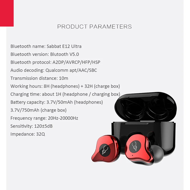 TWS наушники Sabbat E12 Ultra QCC3020 с поддержкой Bluetooth 5 0|Наушники и гарнитуры| |