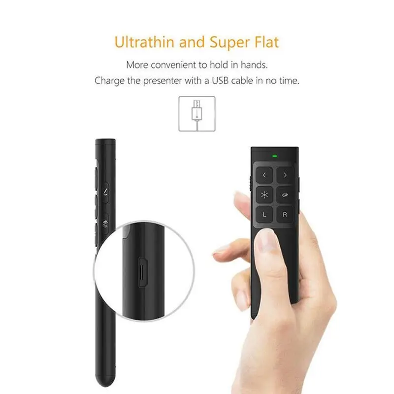 Перезаряжаемая Беспроводная Air mouse Presenter 2,4 GHz PPT Презентация беспроводной пульт дистанционного управления ручка-пульт для презентаций