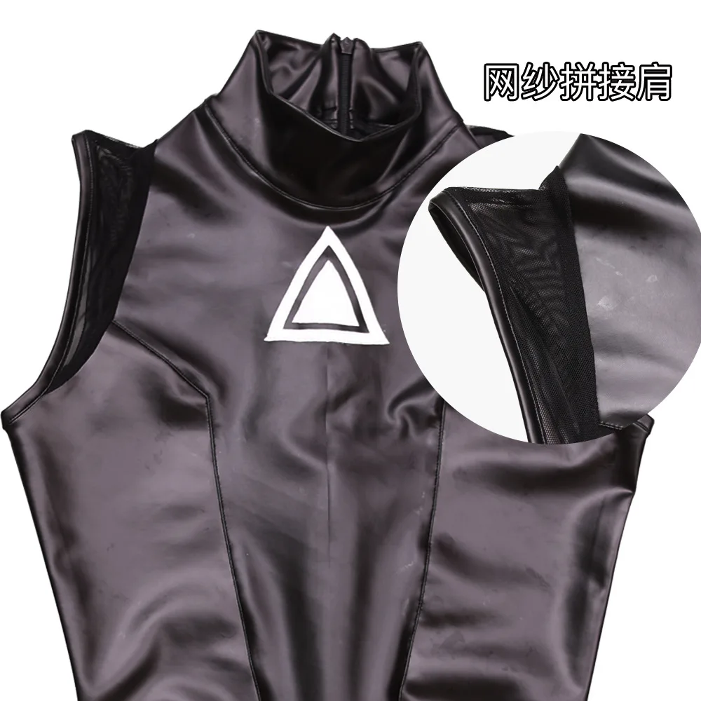 Women Leotard PU Faux Latex Leather Bodysuit High-Neck High Split Conjoined Tank Corset Catsuit Bathing Suit One-Piece Swimsuit