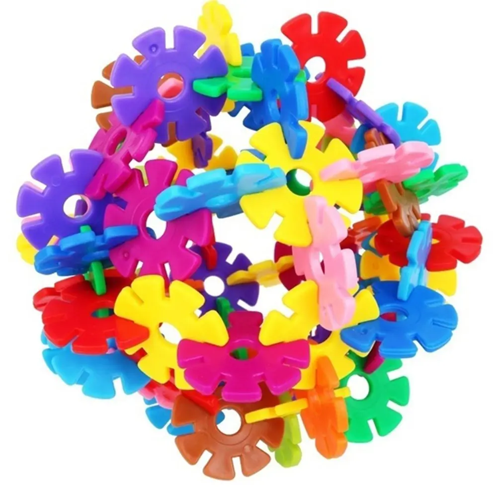 100pcs/300pcs Plastic Snowflake Interconnecting Blocks Building& Construction Toys Children 3D Puzzle Kindergarten Baby Toy