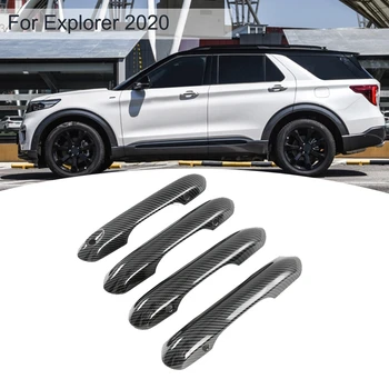 

ABS Carbon Fiber Exterior Side Door Handle Protector Cover Trim for Ford Explorer 2020