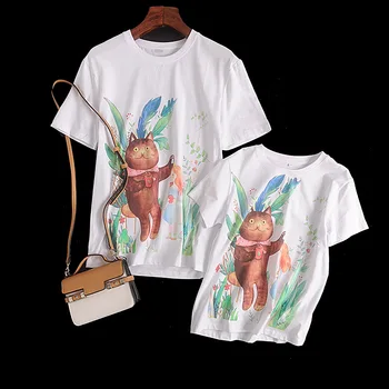 

New with round collar nifty and reduction of parent child outfit joker cartoon printing short sleeve T shirt